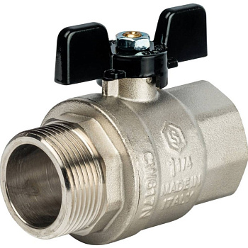 Кран шаровый полнопроходной Ду 32 (1 1/4") ВР/НР, ручка бабочка STOUT